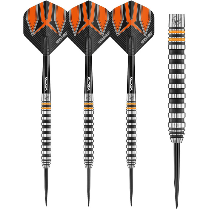 Дротики WINMAU Fury 24 г з вольфраму, з призмовими флайтами та Vecta-шафтами