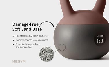 М'які гирі WEGYM зі сталі з піском, рожеві, для силових тренувань та фітнесу, ударостійкі, для дому