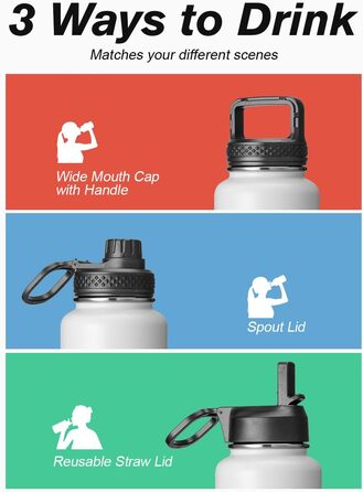 Фляга Coolflask 1,2 л з ізоляцією та трубочкою, нержавіюча сталь, 3 кришки, для спорту та офісу, зберігає холод до 48 годин, тепло до 24 годин, сіро-зелений колір