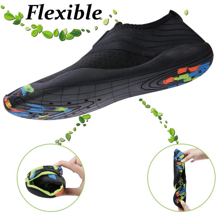 Чоловічі та жіночі аквашузи для плавання та відпочинку на воді, швидковисихаючі, легкі, дихаючі (40 EU, чорний)