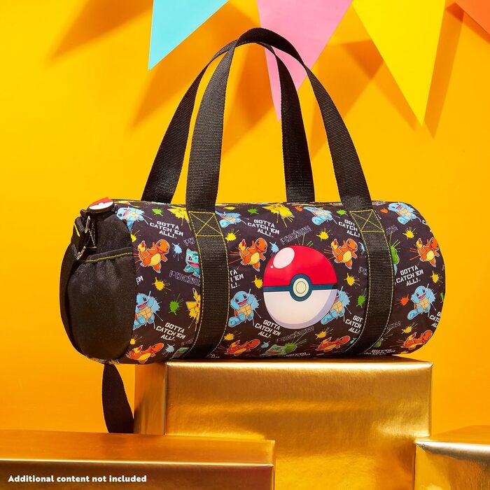 Дитяча спортивна сумка Pokemon – велика дорожня сумка з ручками та плечовим ременем, чорна/різнокольорова для хлопчиків і дівчаток