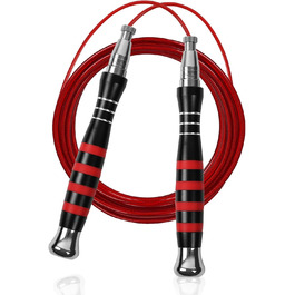 Скакалка Huhloch Speed Rope, подвійна, чорна та червона, для фітнесу та кросфіту