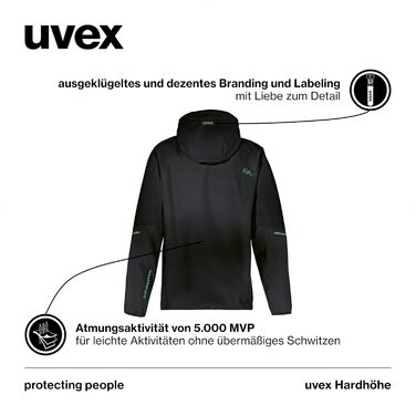 Чоловіча софтшелл куртка uvex Hardhöhe — водовідштовхуюча та дихаюча функціональна демісезонна куртка, чорна, розмір XL