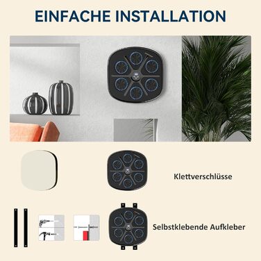 Музична боксерська машина SPORTNOW з LED-підсвіткою, Bluetooth, настінний боксерський мішень для дому, чорна