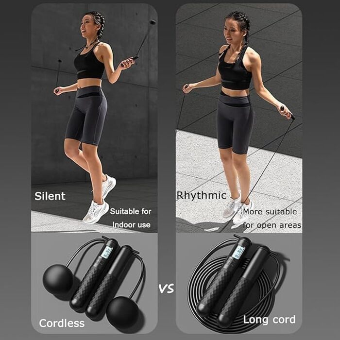 Бездротові скакалки з лічильником – скакалка без мотузки для фітнесу, кардіотренувань, чоловіків, жінок, дітей, біла