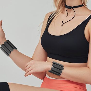 Регульовані вантажні манжети для зап'ястя та щиколоток, комплект для тренувань, ходьби, бігу, йоги, аеробіки, пілатесу, вантажне ремінь, фітнес-браслет, чорний