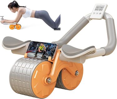Ролер для пресу з автоматичним пружинним зворотним ходом - тренажер для пресу з підставкою для ліктів та таймером, фітнес-обладнання для дому