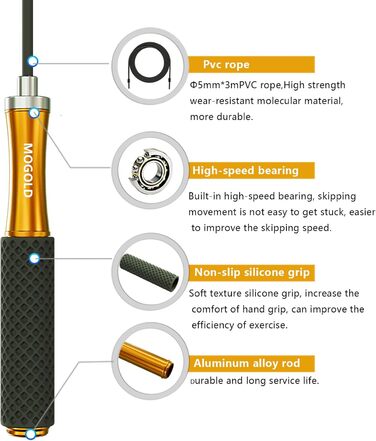 Стрибкове канат для чоловіків, жінок, дітей – з подвійним кульковим підшипником, 360-градусним обертанням, металевою ручкою, ядром з силіконовою ручкою, регульований, 3 м, для фітнесу, схуднення (зелений)