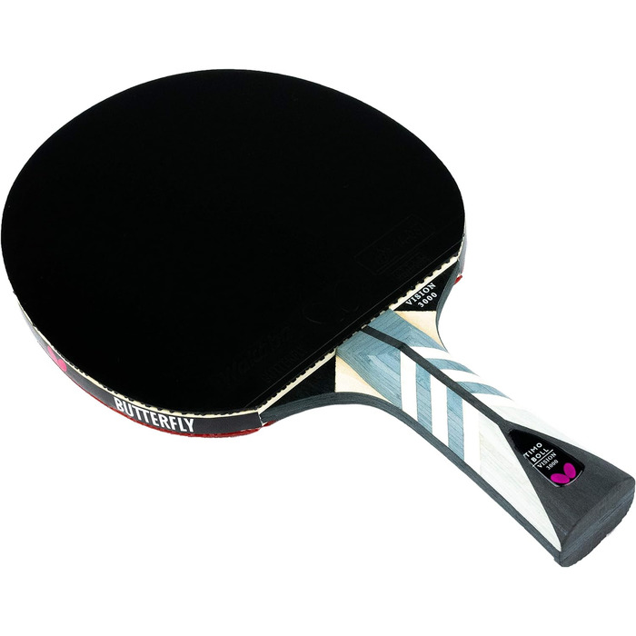 Стіл тенісний racket Butterfly Timo Boll Vision 3000 | Професійний ракетка для настільного тенісу | ITTF сертифіковане покриття Wakaba | Конкавна форма ручки | Комплект з чохлом CC1