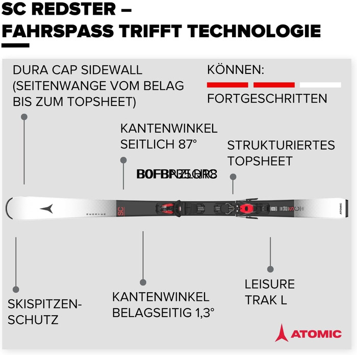 Льодоступи ATOMIC Redster SC - жіночі та чоловічі, 175 см. Високоякісні лижі з технологією TI Stabilizer та Densolite Core