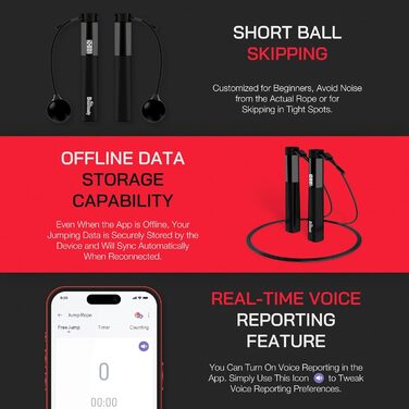 Розумна скакалка для фітнесу зі смарт-додатком Fitdays+: Bluetooth-скакалка з двома режимами (класична 3м та безмотузкова з вантажами) для відстеження прогресу