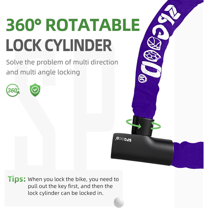 Надійне велозамк з 3 ключами, 90 см, проти крадіжок, водонепроникний чохол. Підходить для велосипеда, електросамоката, електробіка, MTB, мотоцикла, вантажного велосипеда. Чорний (870 мм)