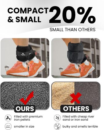 Ваги для ніг та рук Fragraim (2x0.5кг - 2x5кг) - залізні манжети для фітнесу, бігу, гімнастики