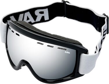 Лижна маска RAVS by ALPLAND SNOWBOARDBRILLE STRONG, дзеркальна, срібляста, для окулярів, з мікрофібровим чохлом