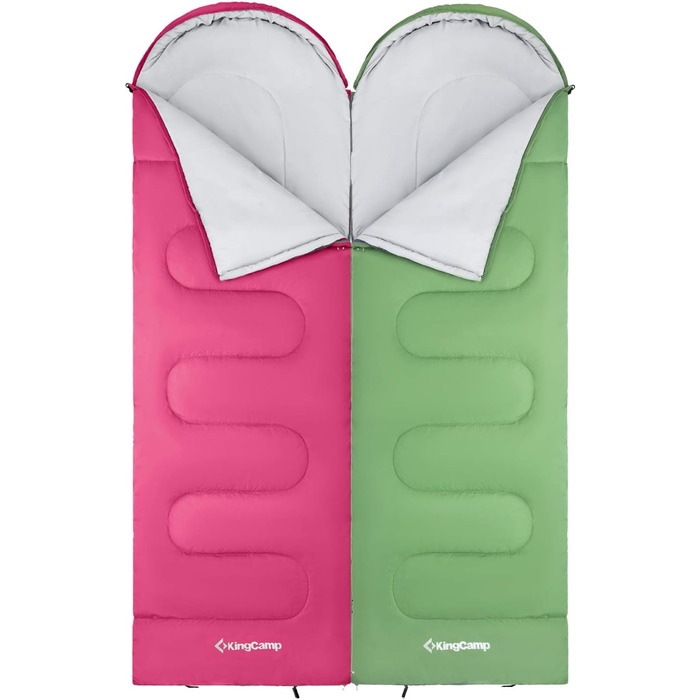 Спальний мішок KingCamp Oasis 250 - літній, для кемпінгу та відпочинку на природі, зелений, довжиною 2.2м, шириною 2.2м, температура комфорту -3°C