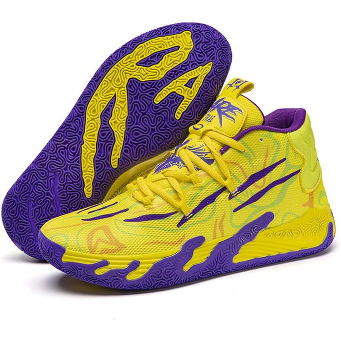 Жовті баскетбольні кросівки High Top для дорослих, хлопчиків та дівчаток. Антиковзаючі, для занять баскетболом та ходьби. 38 EU