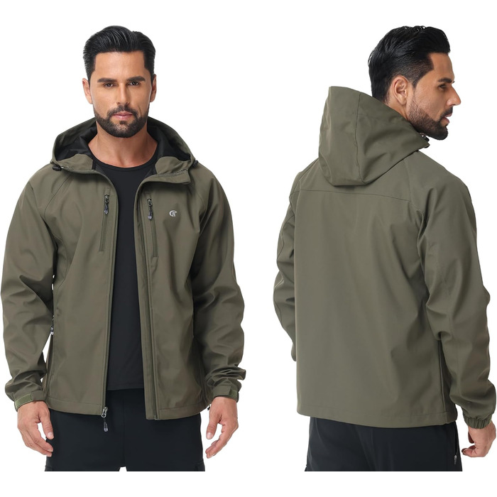 Чоловіча куртка Softshell Huayuzh водонепроникна та вітрозахисна, дихаюча outdoor куртка-вітровка для походів та кемпінгу, колір армійський зелений, розмір XXL