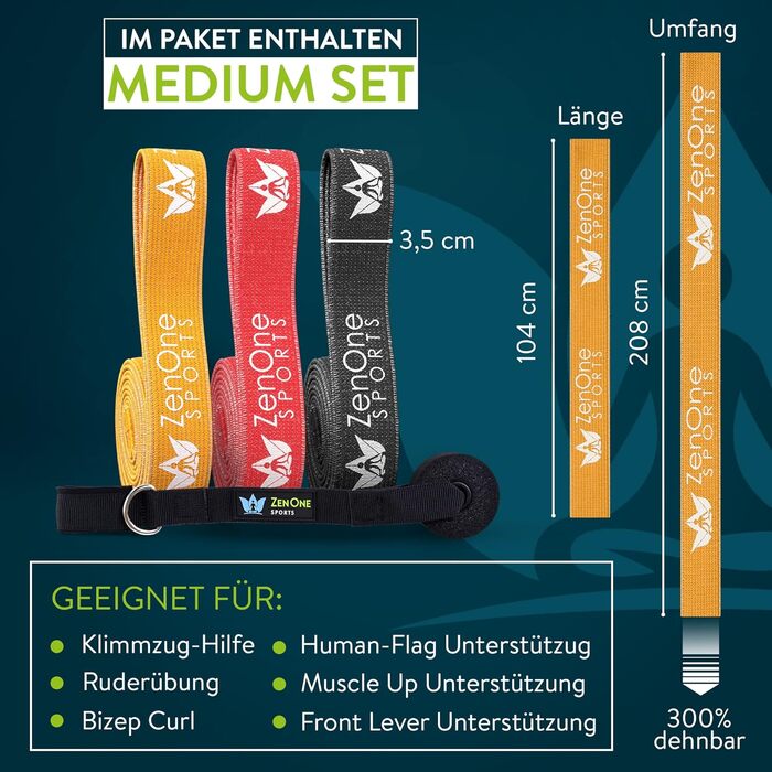 Набір еластичних стрічок для фітнесу ZenOne Sports® - 5 рівнів опору | Стрічки для силових тренувань вдома та в подорожах | Спортивні гумки для фітнесу