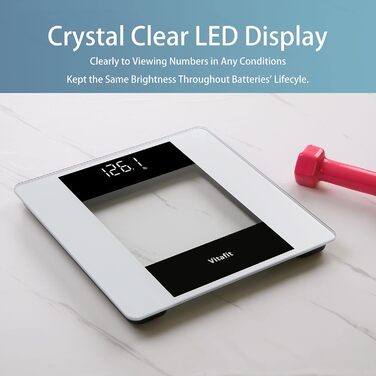 Розумні електронні ваги Vitafit з визначенням BMI та Bluetooth, смарт-ваги для контролю ваги та складу тіла з додатком, протиковзна платформа, чорний