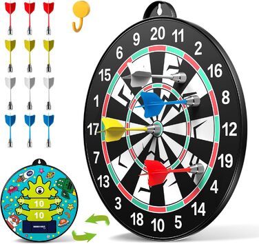 Дитячий магнітний дартс Doloowee 14-в-1, велика двостороння мішень з 12 дротиками, іграшка для хлопчиків, для дому та вулиці, подарунок