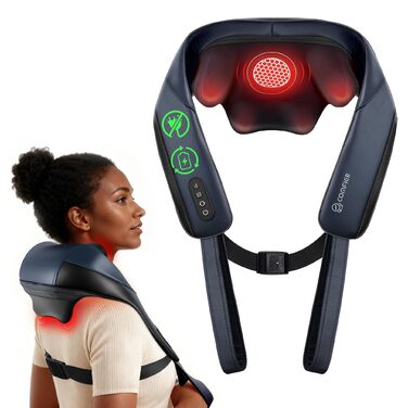 Масажер для шиї та плечей Comfier 2026 з графеновим підігрівом, 4D Shiatsu, бездротовий, для глибокого масажу шиї, плечей та спини, подарунок для жінок та чоловіків, темно-синій