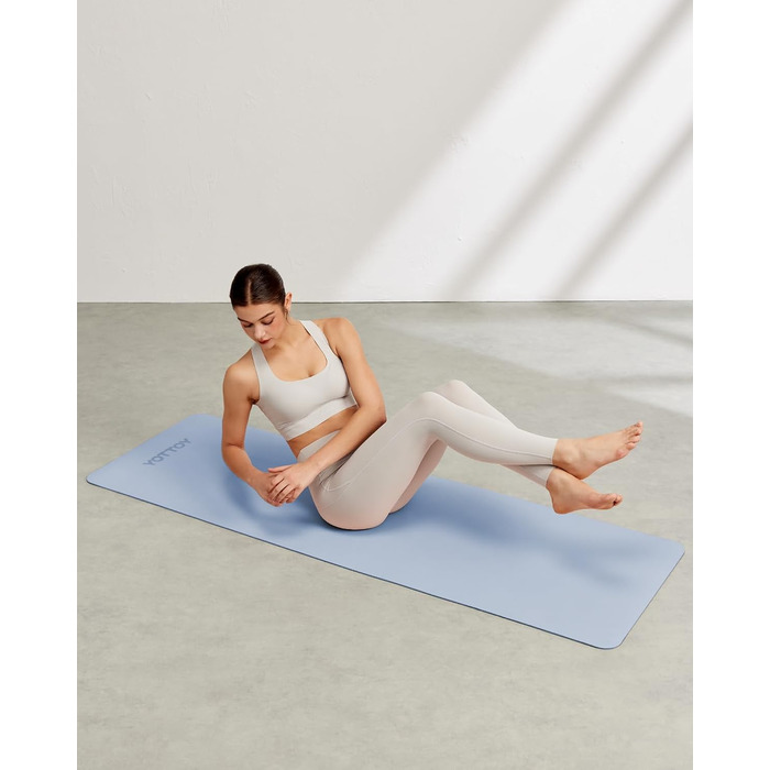 Килимок для йоги з TPE, нековзний, 60 x 60 см (24 x 0.24 дюйма), для пілатесу, фітнесу, з сумкою та ремінком. Зелений (Блакитний)