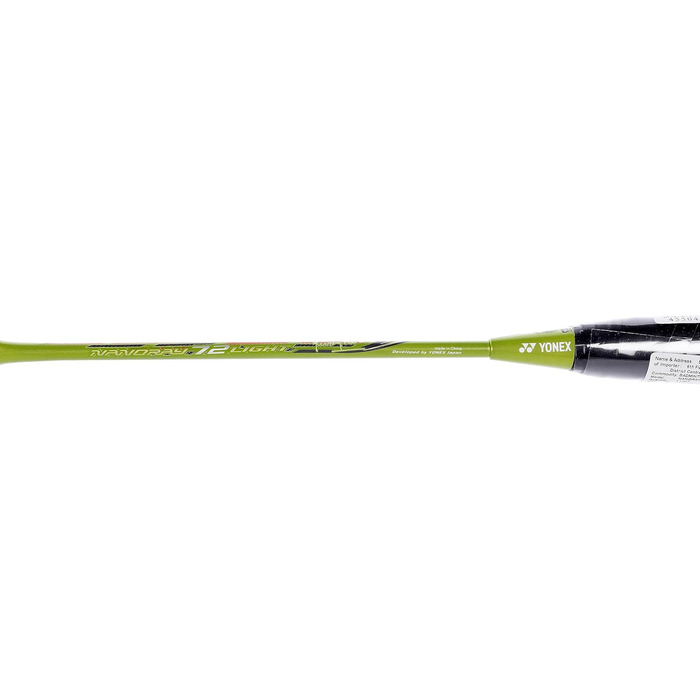 Бадмінтонна ракетка YONEX Nanoray 72, легка, золота, 5U G4, нанометрична технологія, X-FULLERENE, аеродинамічна ізометрична форма, Solid Feel Core, інтегроване T-з'єднання, розроблено в Японії, вироблено в Китаї