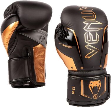 Боксерські рукавички Venum Elite Evo чорного та бронзового кольорів, 14 Oz