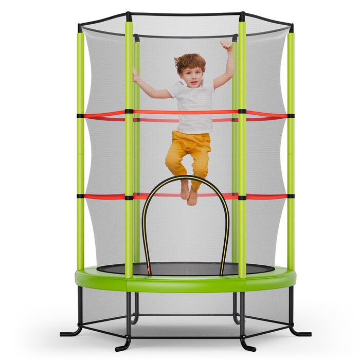 Трамплін GOPLUS Indoor з сіткою безпеки, дахом, сталевою конструкцією, для дітей, Ø165 см, до 135 кг