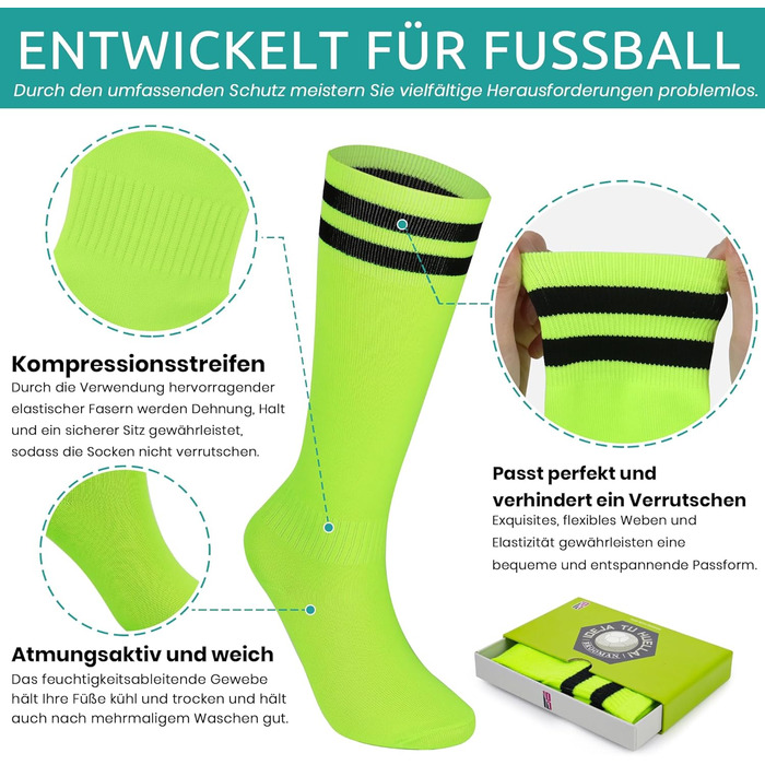 Дитячі футбольні бутси JABASIC для гри на твердих поверхнях, біло-блакитні, з футбольними шкарпетками (33 EU, лайм)