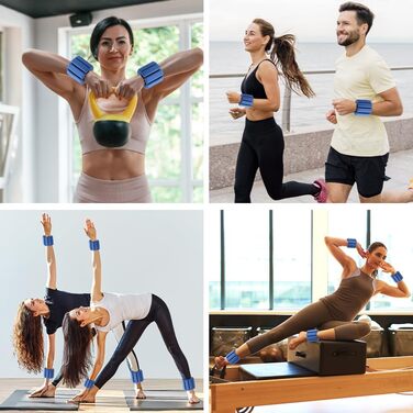 Набір манжет на зап'ястя з регульованою вагою 2 шт. (0.45 кг) для фітнесу, йоги, пілатесу, для жінок та чоловіків, синій