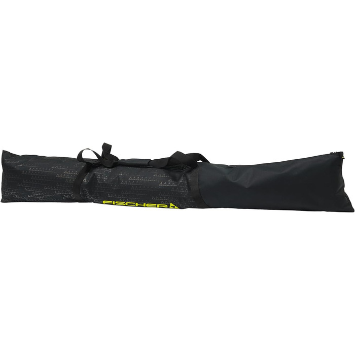 Чохол для гірських лиж Fischer Eco Alpine, компактний і міцний, легкий, складаний, з подвійною блискавкою та м'якими ручками, для одного комплекту лиж, чорний/жовтий, 175 см