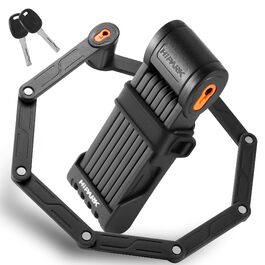 Замок для велосипеда складний 100см з ключами, висока безпека, з кріпленням, з легованої сталі, чорно-оранжевий