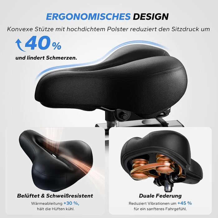 Велотренажер MERACH з магнітним опором, тихий, з амортизованим сидінням, LED-монітором та власним додатком для кардіотренувань вдома, помаранчевий