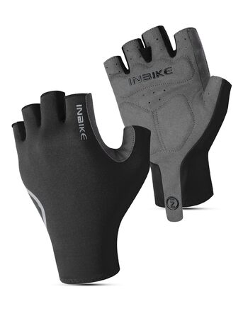 Велосипедні рукавички Inbike - півпальчикові, літні, для шосе та MTB, чорні, розмір M