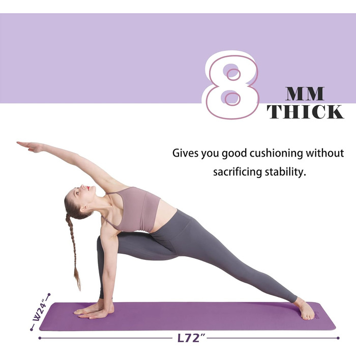 Йога мат UMINEUX, TPE, 72'x24'x1/3', антиковзка, з чохлом, для жінок, екологічна, чорний та сірий