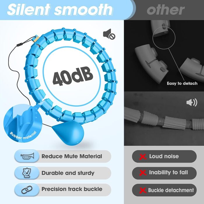 Обруч для схуднення з ваговим кільцем Smart Hoop (32 вузли, 57-165 см) Blau - фітнес обруч для дорослих