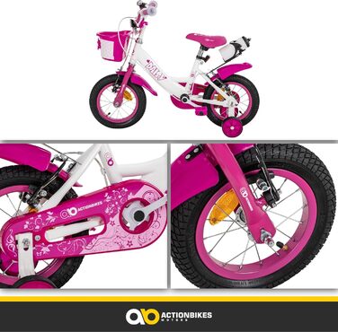 Детский велосипед Actionbikes Daisy 12/16 дюймов - V-Brake тормоза, защита от брызг, для детей 2-9 лет