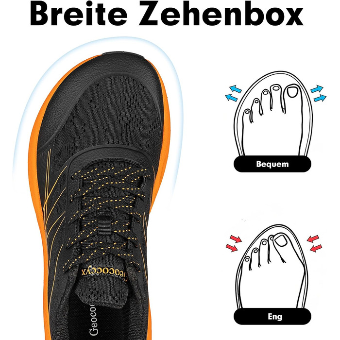 Чоловічі кросівки для бігу та ходьби Sportschuhe з широким носком, дихаючі, протиковзкі, помаранчеві, розмір 39-46 EU