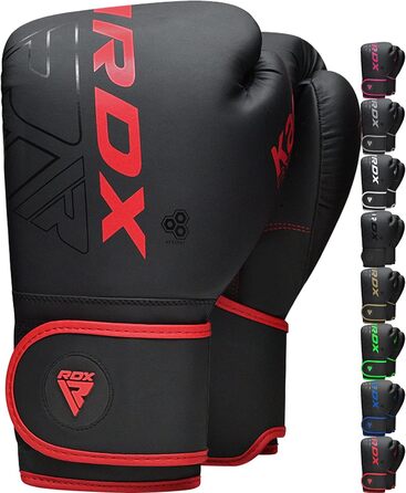 Дитячі боксерські рукавички RDX KARA 6oz для муай-тай, кікбоксингу, ММА, спарингів, тренувань, шкіра Maya Hide, чорні/червоні