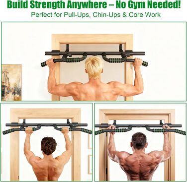 Турнік для дверей без свердління, Klimmzugstange для підтягувань, 10 положень для хвата та еластичні стрічки для тренувань вдома та в залі