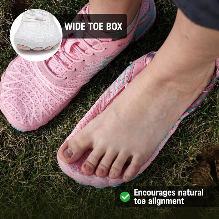 Босі кросівки для жінок та чоловіків: піші прогулянки, трейлраннінг, фітнес, плавання. Зручні, з широкою передньою частиною, чорні (36 EU)