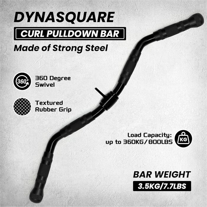 Набір насадок для верхнього блока тренажера (Lat Pulldown Combo): штанга для тяги та Curl-рукоятка, сталеві аксесуари для кабельної машини