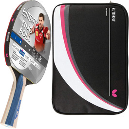 Настільна ракетка Butterfly Timo Boll Silver з чохлом DC2, ITTF, для аматорів, анатомічна ручка, якісний гумовий наклад Addoy