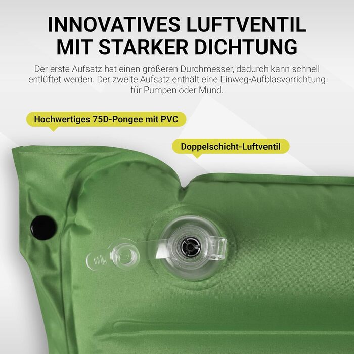 MSPORTS Каремат для кемпінгу Premium, Ultraleichte Isomatte для відпочинку на природі з насосом для ніг, вологостійкий, для піших прогулянок, кемпінгу, пляжу (Оливковий)