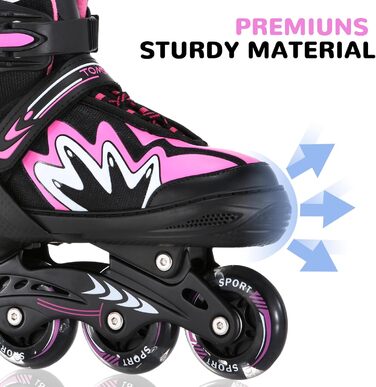 Роликові ковзани TOMSHOO з регульованим розміром, LED-колесами, для дітей та дорослих (рожеві, L (37-39 EU))
