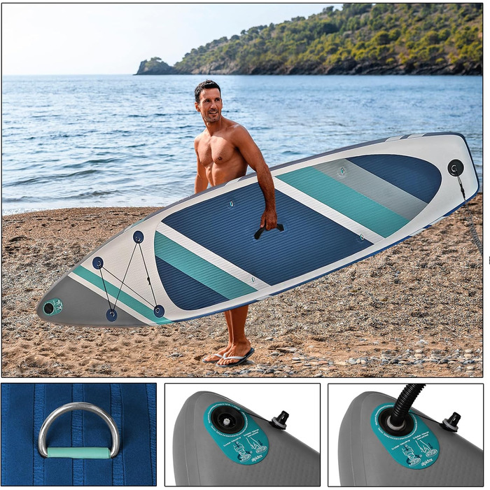 Надувна SUP-дошка ALPIDEX 320×76×15 см, комплект: весло, плавці, насос, рюкзак, ремкомплект, до 200 кг