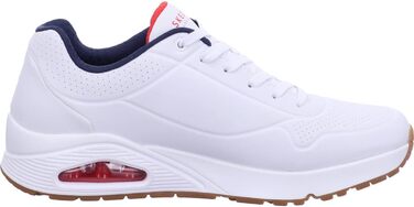 Кросівки Skechers Uno Stand On Air для чоловіків, білі, Durabuck, темно-синій, червона окантовка, 47.5 EU