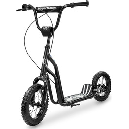 Дитячий самокат HyperMotion Viva, сталевий каркас, 12-50 кг, надувні колеса 30 см, дві гальма, регульована висота 78-85 см, з підніжкою