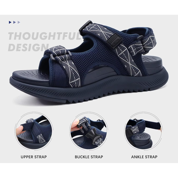 Чоловічі сандалії ONCAI Wandersandalen: сітка, літо, пляж, водний спорт, трекінг, регульовані ремінці (49 EU, блакитний)